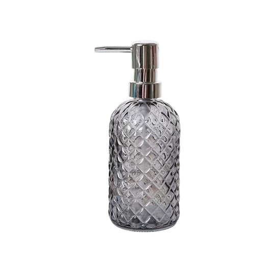 Darzheoy Glass Soap Dispenser 15 Oz for Bathroom Kitchen, Hand Soap/Lotion Dispenser with Plastic Pump Gray.