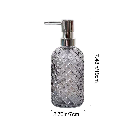 Darzheoy Glass Soap Dispenser 15 Oz for Bathroom Kitchen, Hand Soap/Lotion Dispenser with Plastic Pump Gray.