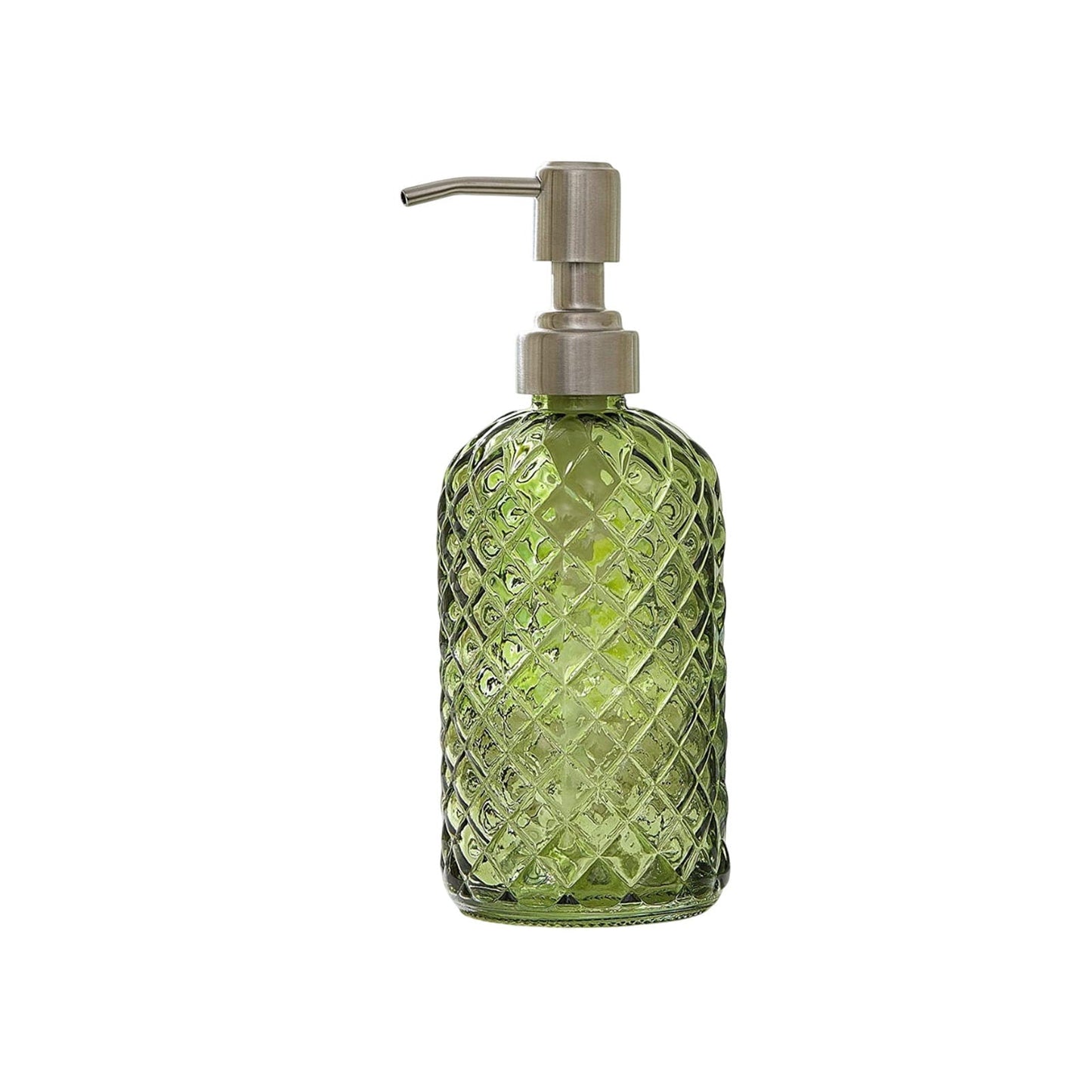 Darzheoy Glass Soap Dispenser 15 Oz for Bathroom Kitchen, Hand Soap/Lotion Dispenser with Plastic Pump Green.