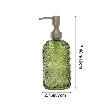 Darzheoy Glass Soap Dispenser 15 Oz for Bathroom Kitchen, Hand Soap/Lotion Dispenser with Plastic Pump Green.