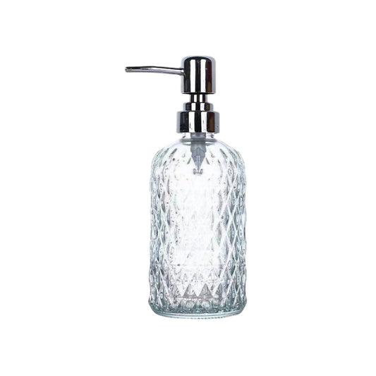 Darzheoy Glass Soap Dispenser 15 Oz for Bathroom Kitchen, Hand Soap/Lotion Dispenser with Plastic Pump White.