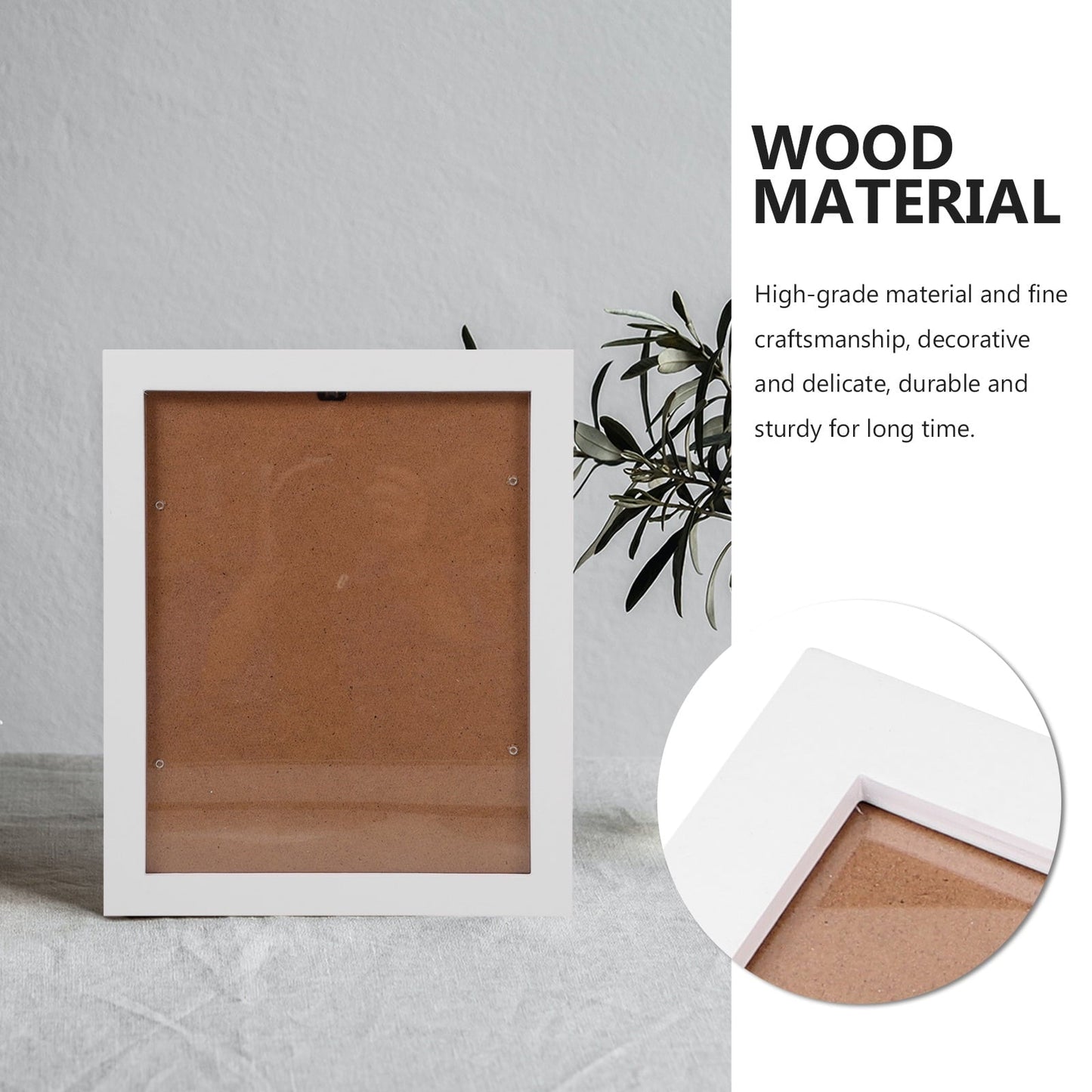 HOOWIFFY Decorative White Picture Frame for Home Use Elegant Design 8.5x11 Plastic Photo Display Frame