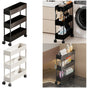 Kdkad Slim Space Saver Rolling Cart, 4.7-Inch Wide Storage Organizer with Wheels for Bathroom, Laundry Room, Between Washer & Toilet, 3-Tier Slim Design Black.