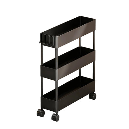 Kdkad Slim Space Saver Rolling Cart, 4.7-Inch Wide Storage Organizer with Wheels for Bathroom, Laundry Room, Between Washer & Toilet, 3-Tier Slim Design Black.