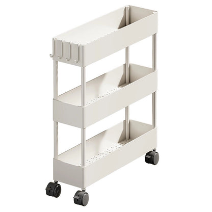 Kdkad Slim Space Saver Rolling Cart, 4.7-Inch Wide Storage Organizer with Wheels for Bathroom, Laundry Room, Between Washer & Toilet, 3-Tier Slim Design White.