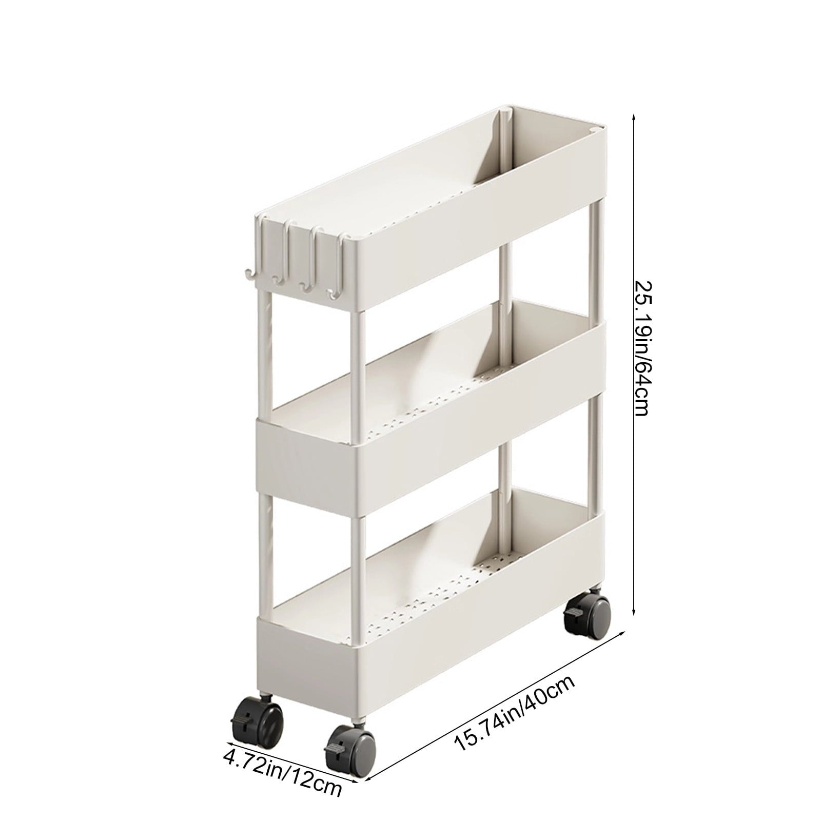 Kdkad Slim Space Saver Rolling Cart, 4.7-Inch Wide Storage Organizer with Wheels for Bathroom, Laundry Room, Between Washer & Toilet, 3-Tier Slim Design White.