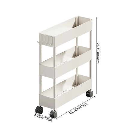 Kdkad Slim Space Saver Rolling Cart, 4.7-Inch Wide Storage Organizer with Wheels for Bathroom, Laundry Room, Between Washer & Toilet, 3-Tier Slim Design White.