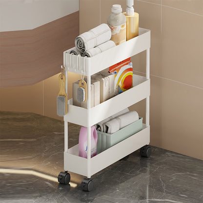 Kdkad Slim Space Saver Rolling Cart, 4.7-Inch Wide Storage Organizer with Wheels for Bathroom, Laundry Room, Between Washer & Toilet, 3-Tier Slim Design White.