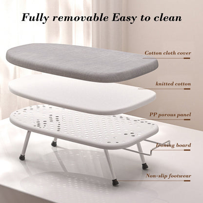 Kdkad Desktop Ironing Board, Small Folding Tabletop Iron Board with Heat-Resistant Cover, Portable for Dorm, Travel & Small Spaces, Mini Ironing Mat A