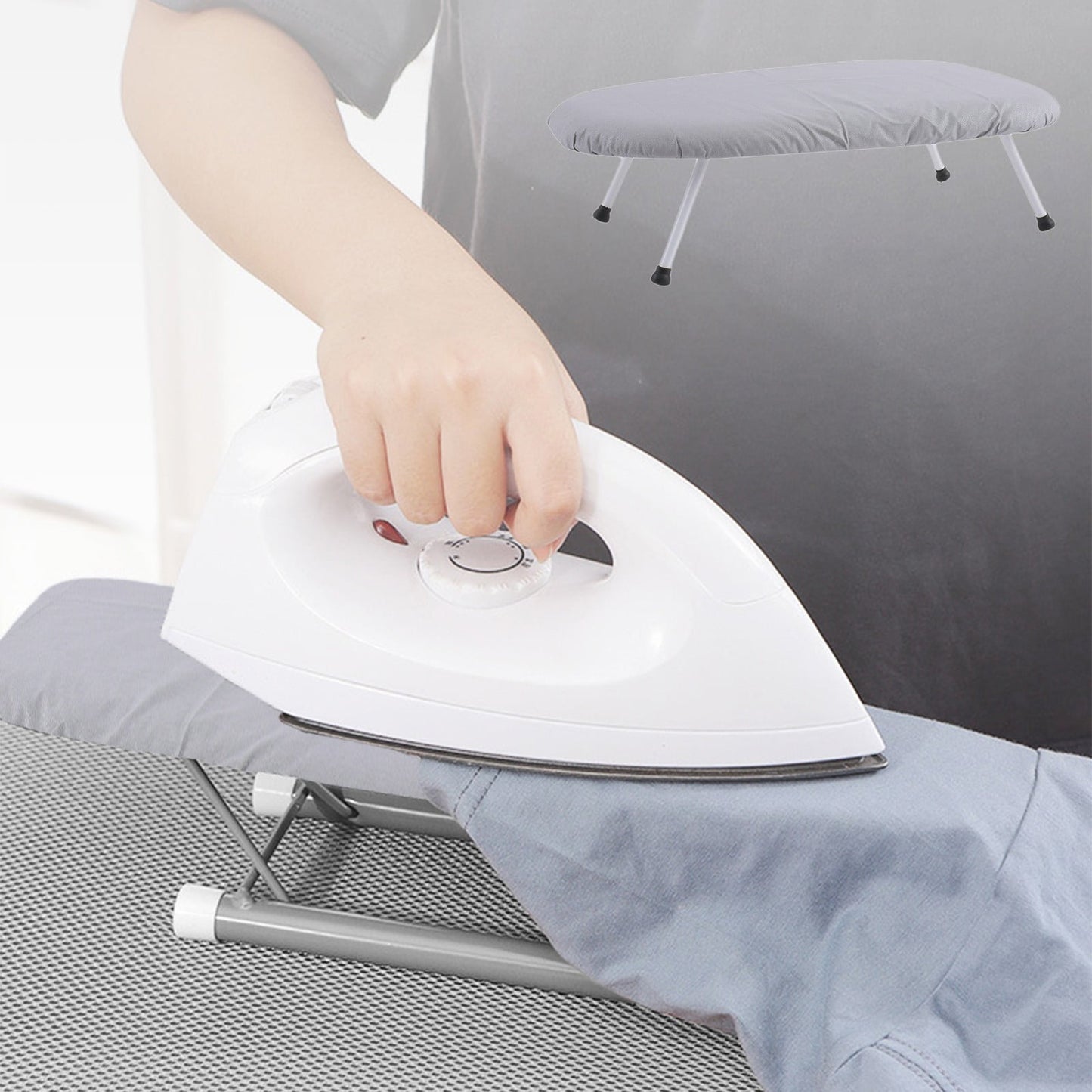 Kdkad Desktop Ironing Board, Small Folding Tabletop Iron Board with Heat-Resistant Cover, Portable for Dorm, Travel & Small Spaces, Mini Ironing Mat A