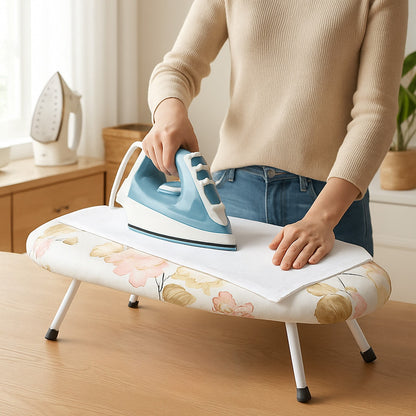 Kdkad Desktop Ironing Board, Small Folding Tabletop Iron Board with Heat-Resistant Cover, Portable for Dorm, Travel & Small Spaces, Mini Ironing Mat E
