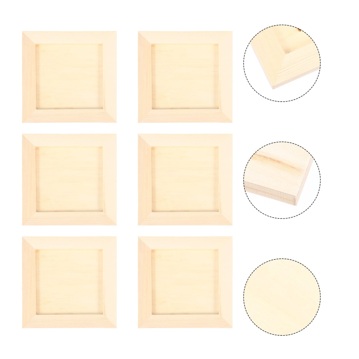 HOOWIFFY Plain Wooden Picture Frames for Crafting Khaki Plastic 6Pcs for Family Gift