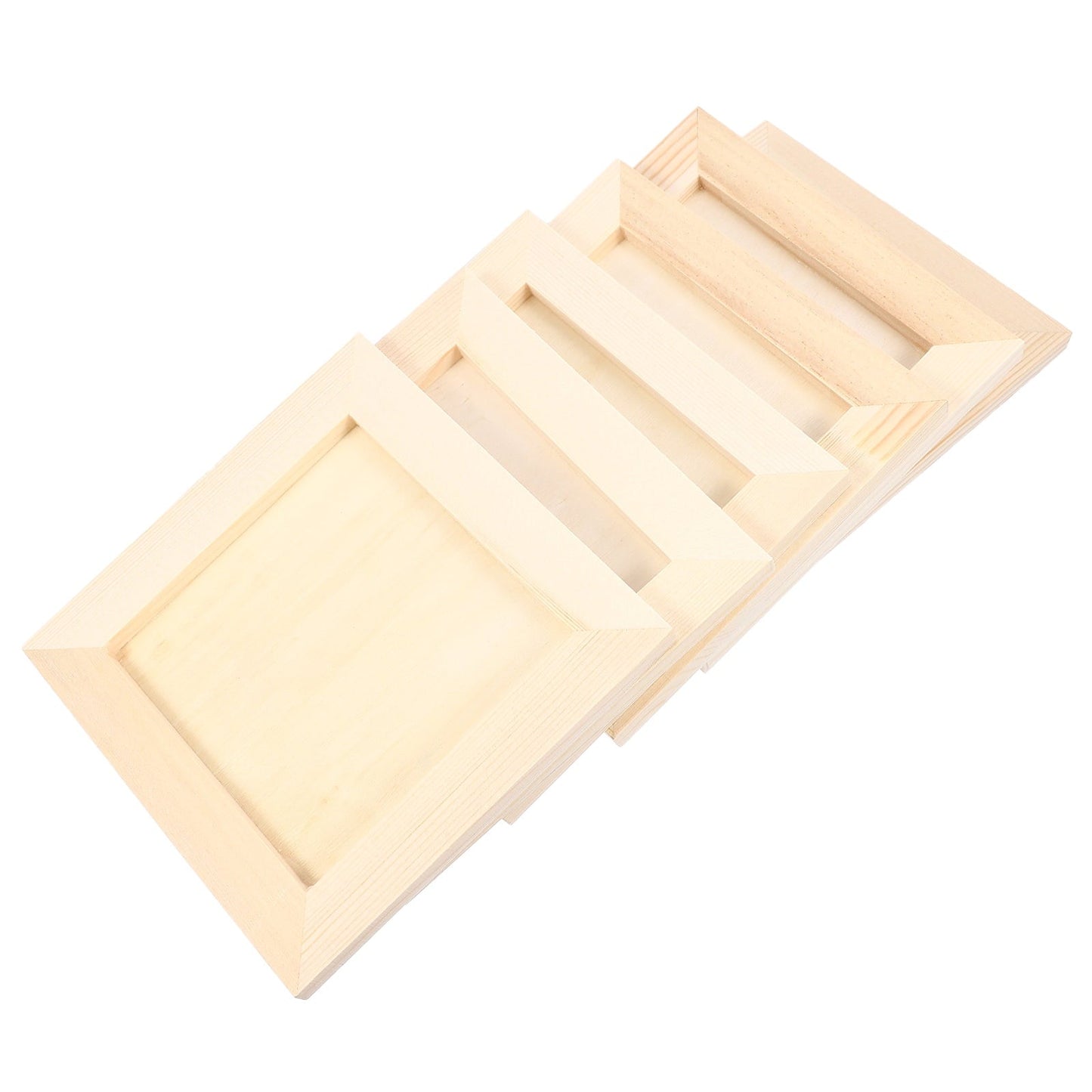 HOOWIFFY Plain Wooden Picture Frames for Crafting Khaki Plastic 6Pcs for Family Gift