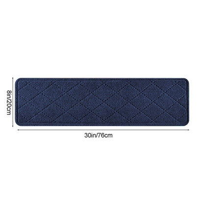 Chmadoxn 4-Piece Non-Slip Stair Treads, Self-Adhesive Striped Carpet Mats, Absorbent & Quiet Step Pads, Can Be Cut to Fit, Washable for Indoor Staircase Safety\u200b\u200b Navy