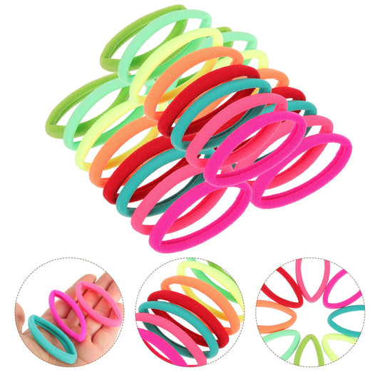 HOOWIFFY 24Pcs Small Hair Ties Assorted Color Elastic Ponytail Holders for Medium to Thick Hair