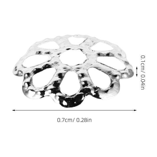 HOOWIFFY 600Pcs Metal Bead Caps Silver for Diy Jewelry Projects