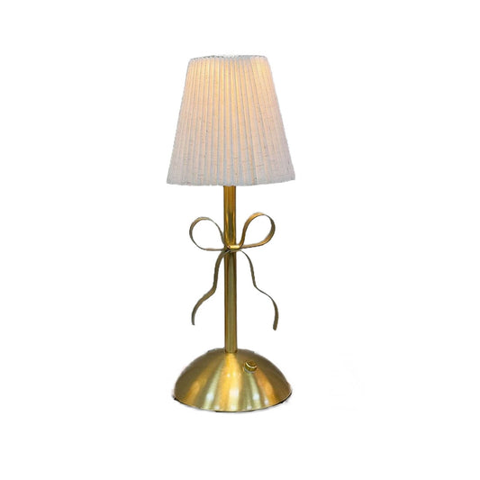 Hometravel USB Bow Table Lamp, Rechargeable Decorative Ambient Light, Metal Base Desk Lamp for Bedroom, Dining Room, Home Decor Beige