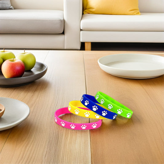 HOOWIFFY 32Pcs Cute Dog Paw Print Silicone Bracelets Soft Comfortable Wristbands