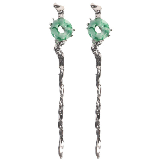 HOOWIFFY 2pcs Silver Hair Chopstick Vintage Hair Sticks Women for Night Out and Recital