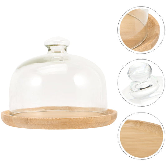 HOOWIFFY Transparent Glass Cake Tray with Dome Cover for Food Storage and Display, 1 Set
