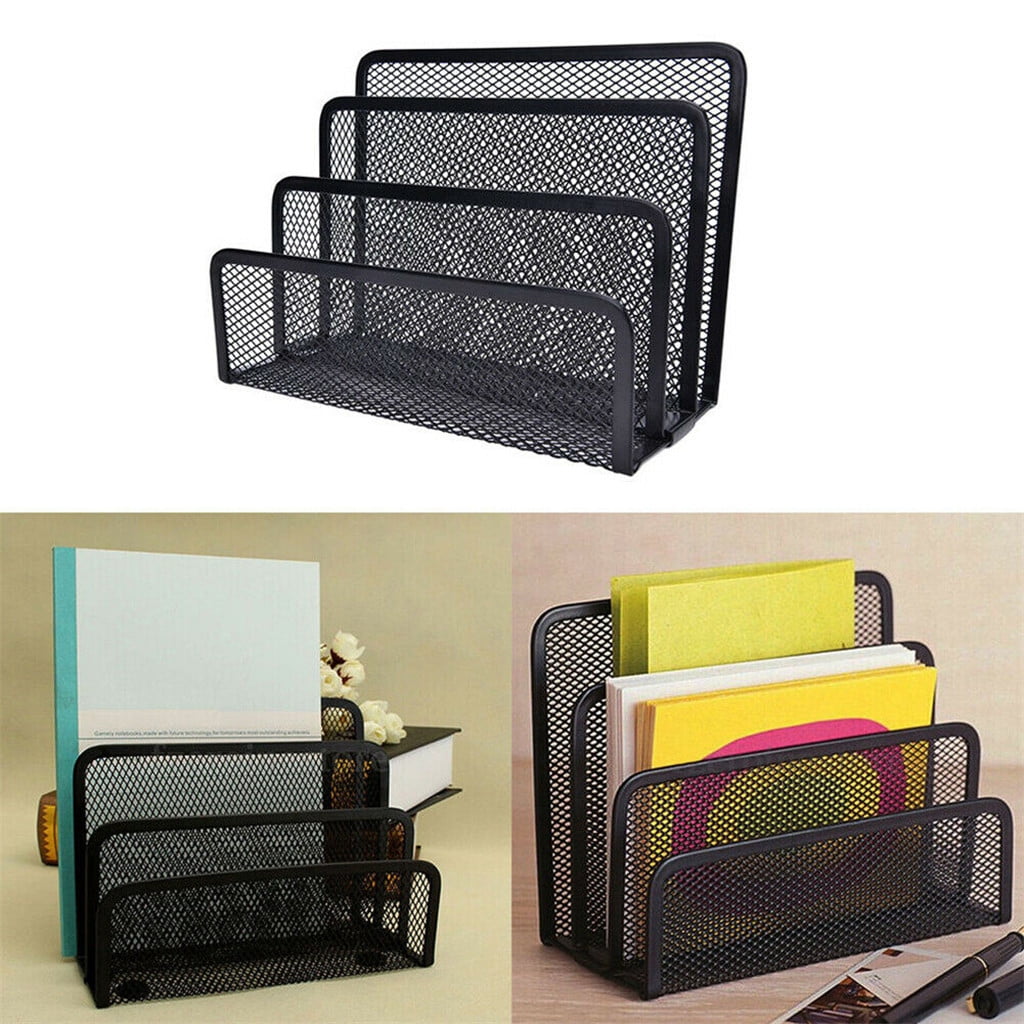Darzheoy Mesh Desktop File Sorter Organizer, 5 Upright Section Bookshelf Organizer, Enduring File Sorter for Desk Home Office Classroom