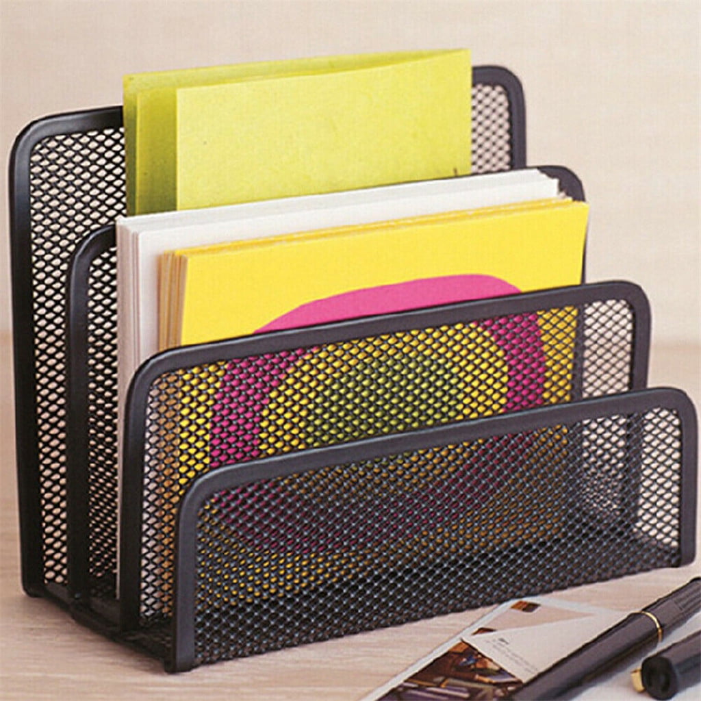 Darzheoy Mesh Desktop File Sorter Organizer, 5 Upright Section Bookshelf Organizer, Enduring File Sorter for Desk Home Office Classroom