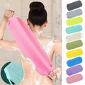 Chmadoxn Back Scrub for Shower Exfoliating Washcloth Back Cloth Body Extended Length Scrub Towel Nylon Exfoliating Stretchable Pull Strap Wash Cloth for Bath Body Scrub Washcloth 45 x 20 cm Beige
