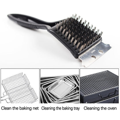 Chmadoxn Stainless Steel Grill Cleaning Brush, Wire Brush, Grill Brush Cleaner Tool with Scraper and Wire Brush for Gas, Electric, Charcoal Grill, BBQ Grill, r, Grill Grate