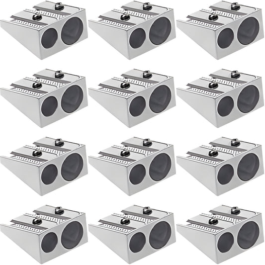 Chmadoxn Pencil Sharpener Survival, Hand Held Pencil Sharpener, Metal Pencil Sharpener Magnesium, 2-Hole Pencil Sharpener Magnesium Alloy Wedge Profile, Magnesium Alloy Pencil Sharpener (12 pc) 0.9×0.9×0.4 in C