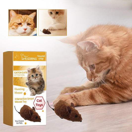 Darzheoy Interactive Toys for Indoor Cats, Mouse Toys with Electronic Realistic Squeaky Sound, Automatic Moving Kitten Toys Electric Mice Toy Self Play Exercise Brown
