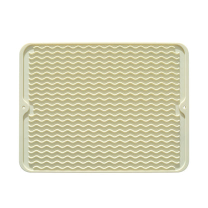 Chmadoxn Dish Drying Mat,Large Dish Drying Mats, Non-Slip Mat Easy Clean Drying Mat Large Heat Dish Drainer Mat for Kitchen Counter Sink Refrigerator or Drawer Easy to Clean 11.8×15.7 in Beige