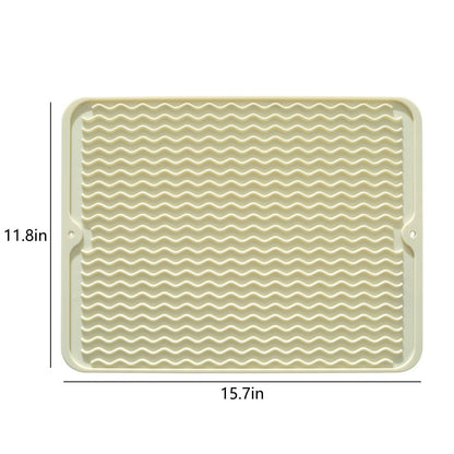 Chmadoxn Dish Drying Mat,Large Dish Drying Mats, Non-Slip Mat Easy Clean Drying Mat Large Heat Dish Drainer Mat for Kitchen Counter Sink Refrigerator or Drawer Easy to Clean 11.8×15.7 in Beige