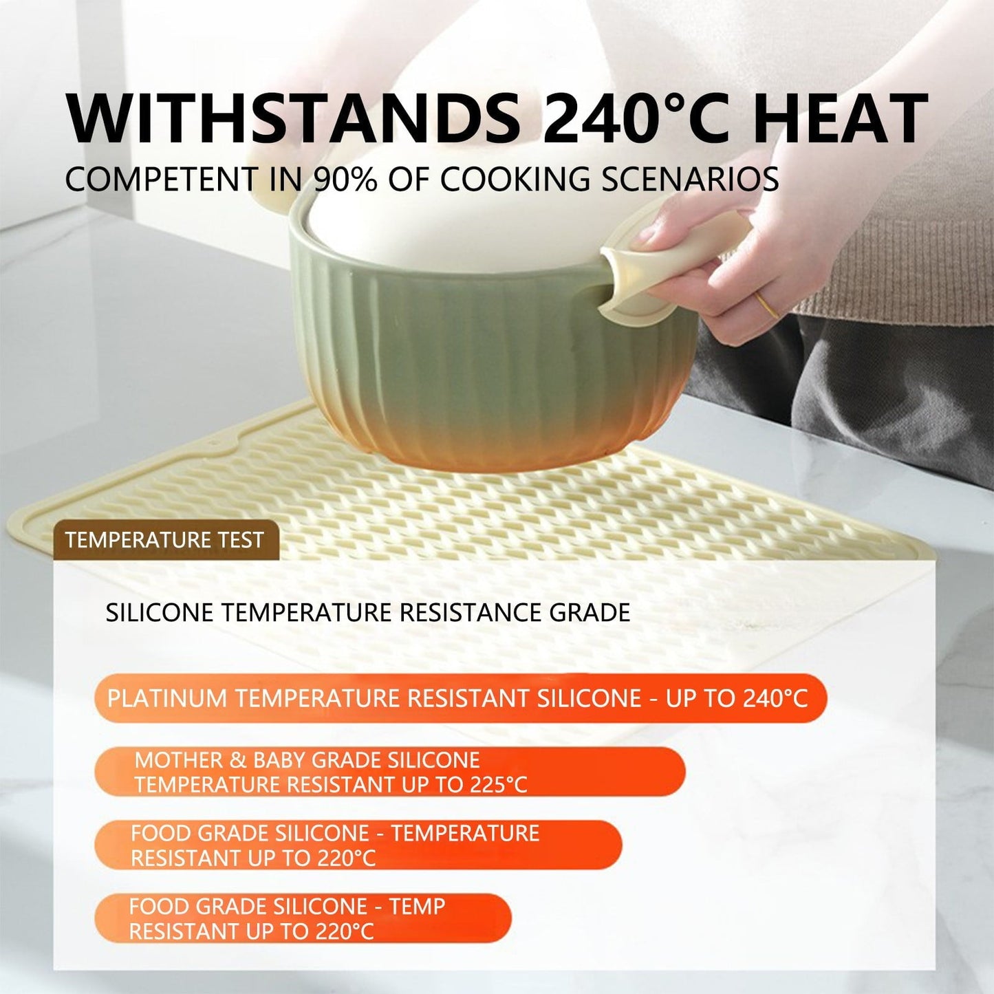 Chmadoxn Dish Drying Mat,Large Dish Drying Mats, Non-Slip Mat Easy Clean Drying Mat Large Heat Dish Drainer Mat for Kitchen Counter Sink Refrigerator or Drawer Easy to Clean 11.8×15.7 in Beige
