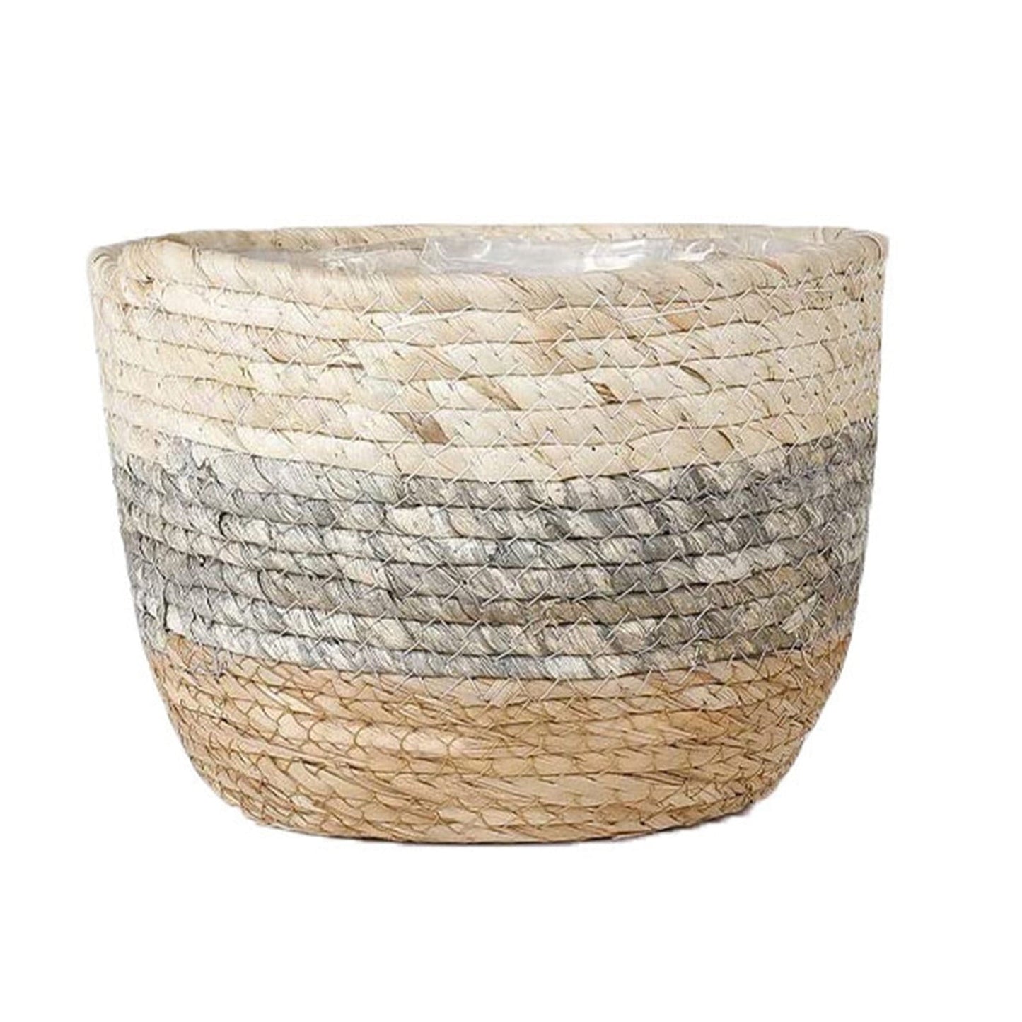 Darzheoy Woven Seagrass Plant Basket, Flower Pots Home Boho Decor, Storage Picnic Grocery Straw Bag for Plant Artificial Tree - 5.5"×8.7"×6.3 C