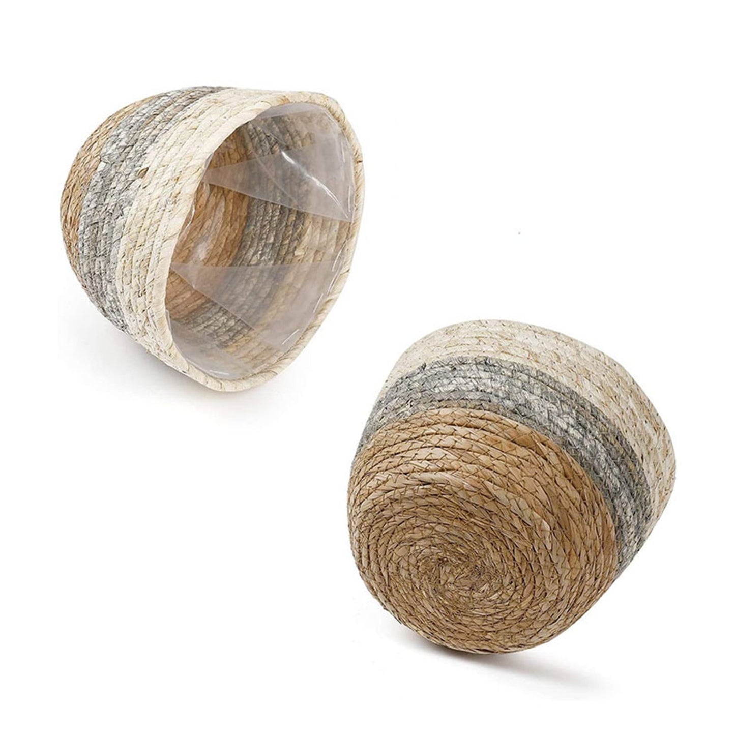 Darzheoy Woven Seagrass Plant Basket, Flower Pots Home Boho Decor, Storage Picnic Grocery Straw Bag for Plant Artificial Tree - 5.5"×8.7"×6.3 C