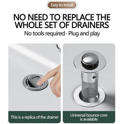 Chmadoxn Universal Bathroom Sink Stopper, Basin Sink Drain Strainer, Bathroom Sink Plug with Stainless Steel Hair Catcher on 2 pc C