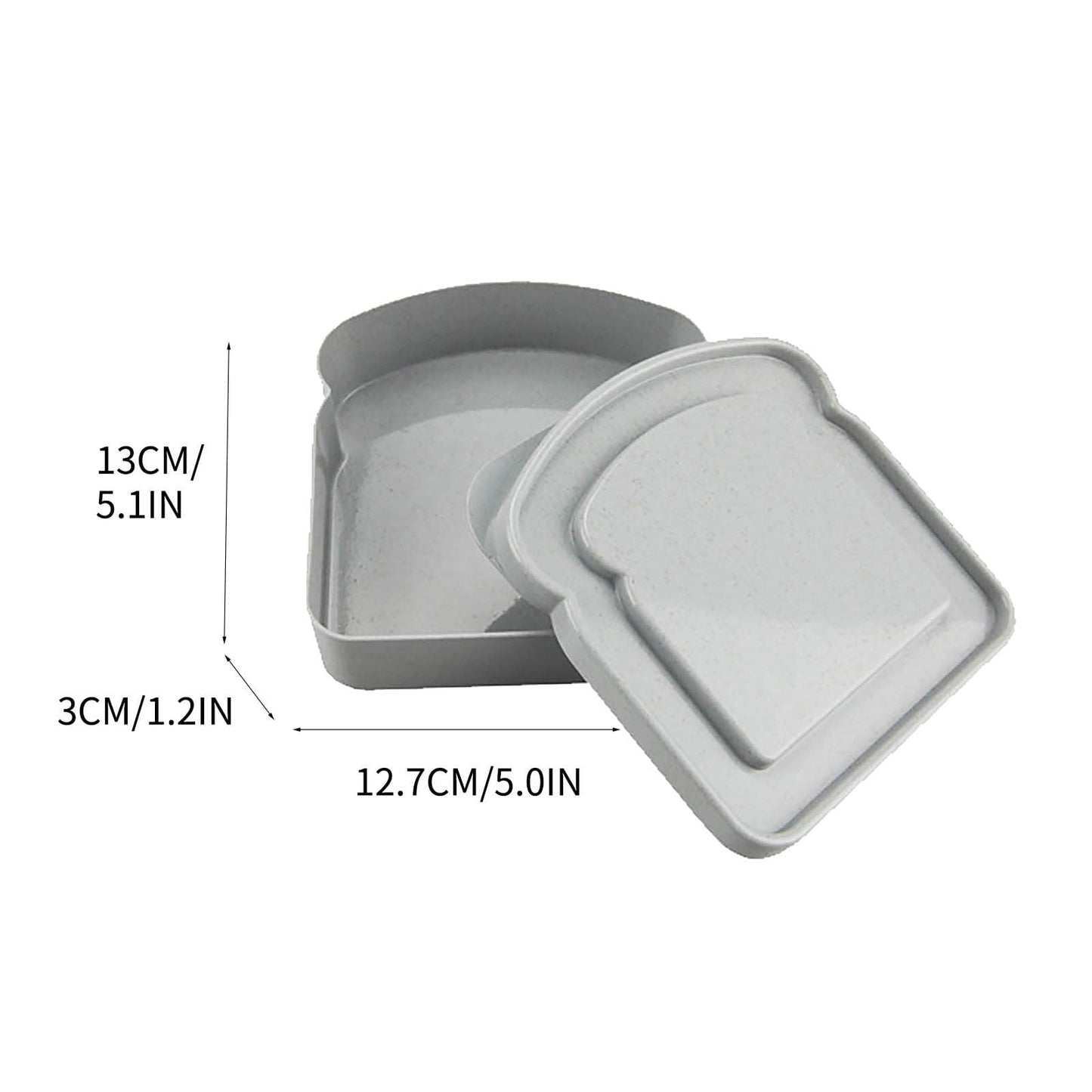Darzheoy Sandwich Containers, Reusable Sandwich Box Container, Sandwich Holder Bread Container for Adults, BPA Free, Microwave & Dishwasher Safe, Office, Camping Gray