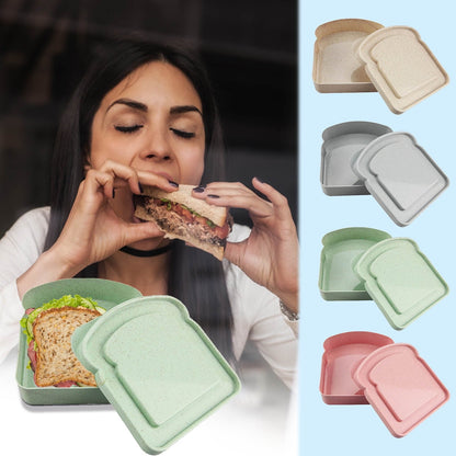 Darzheoy Sandwich Containers, Reusable Sandwich Box Container, Sandwich Holder Bread Container for Adults, BPA Free, Microwave & Dishwasher Safe, Office, Camping Gray