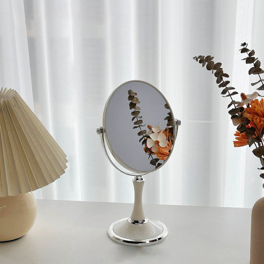 Back to School Chmadoxn Magnifying Makeup Mirror Double Sided Tabletop Mirror with 3 Magnification, Magnified Desk Mirror for Makeup, Cosmetic Vanity Mirror with Stand and 360Â° Rotation 5.5Ã11.4 in White.
