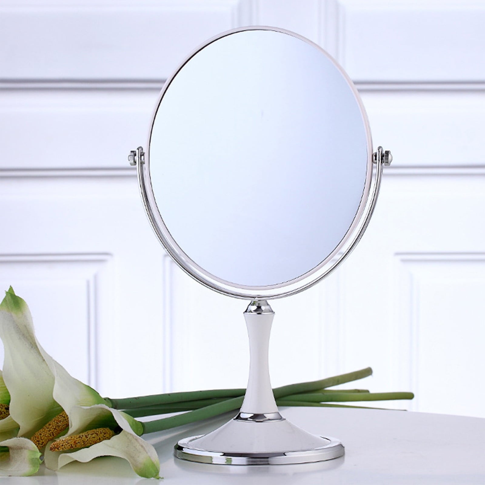 Back to School Chmadoxn Magnifying Makeup Mirror Double Sided Tabletop Mirror with 3 Magnification, Magnified Desk Mirror for Makeup, Cosmetic Vanity Mirror with Stand and 360Â° Rotation 5.5Ã11.4 in White.