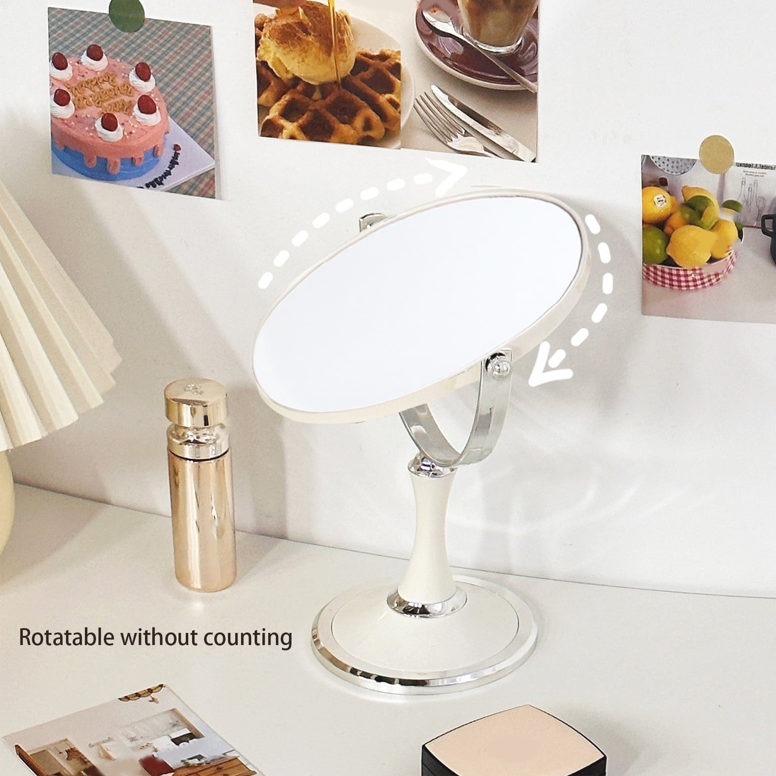 Back to School Chmadoxn Magnifying Makeup Mirror Double Sided Tabletop Mirror with 3 Magnification, Magnified Desk Mirror for Makeup, Cosmetic Vanity Mirror with Stand and 360Â° Rotation 5.5Ã11.4 in White.