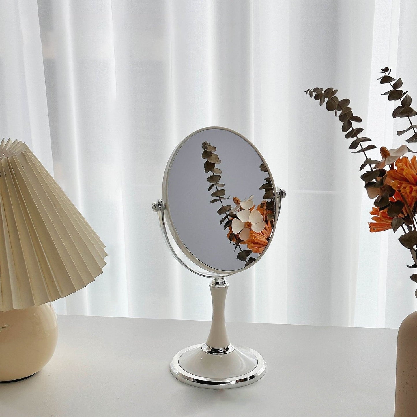 Back to School Chmadoxn Magnifying Makeup Mirror Double Sided Tabletop Mirror with 3 Magnification, Magnified Desk Mirror for Makeup, Cosmetic Vanity Mirror with Stand and 360Â° Rotation 5.9Ã11.4 in White.