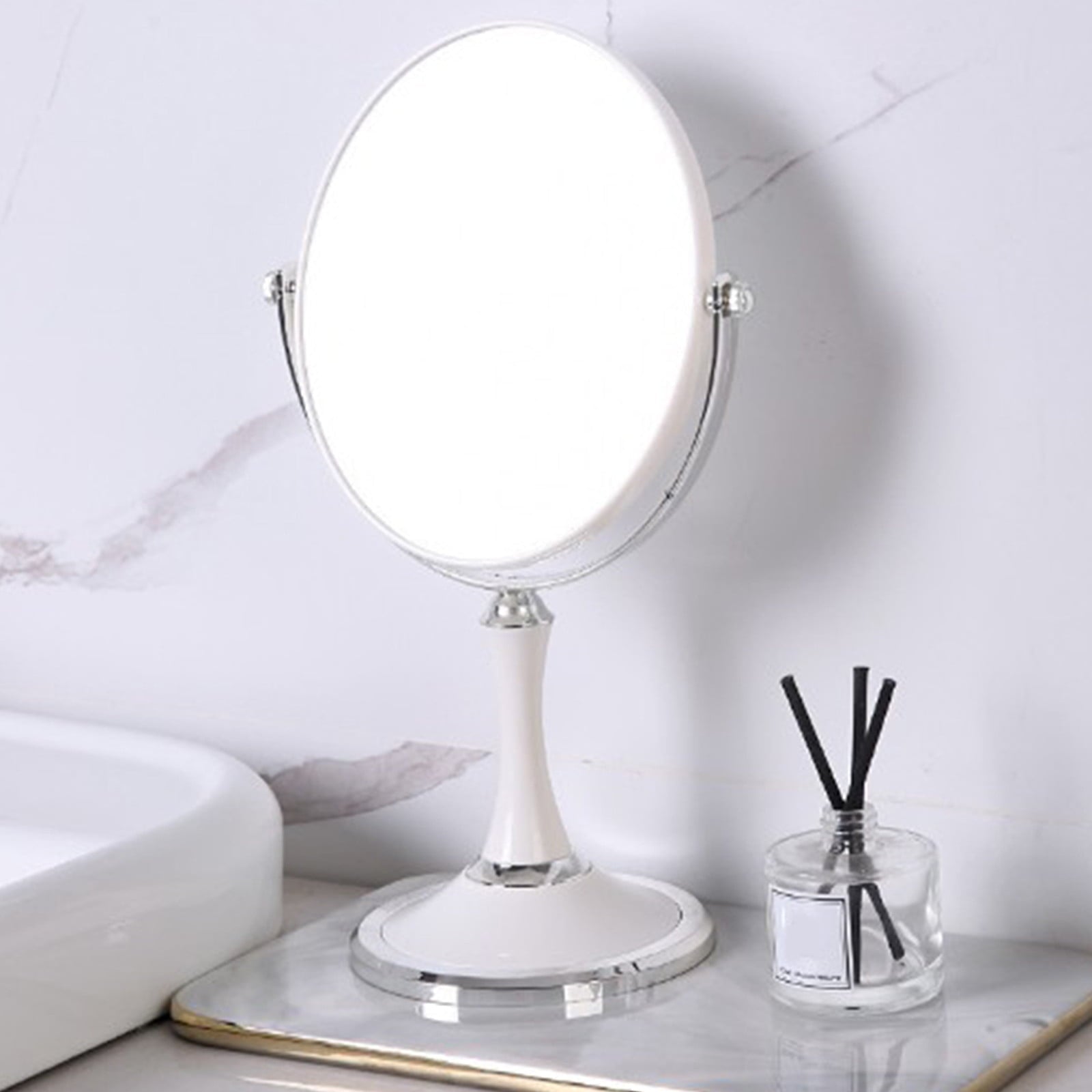 Back to School Chmadoxn Magnifying Makeup Mirror Double Sided Tabletop Mirror with 3 Magnification, Magnified Desk Mirror for Makeup, Cosmetic Vanity Mirror with Stand and 360Â° Rotation 5.9Ã11.4 in White.