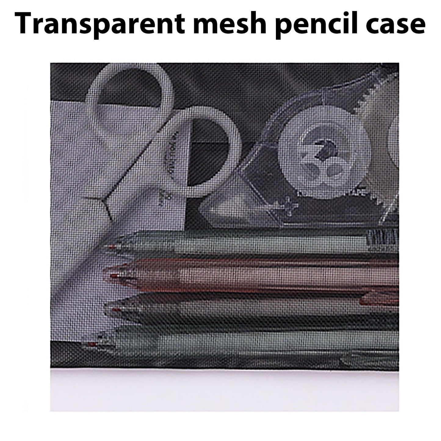 Kdkad Transparent Mesh Pencil Case, Pencil Pouch, Clear Makeup Bags, Nylon Mesh Pen Pouch with Zipper Pencil Case Stationery Storage Bag for Home Office Supplies Cosmetics Travel Accessories 8.3Ã4.7 in Black.