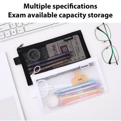 Kdkad Transparent Mesh Pencil Case, Pencil Pouch, Clear Makeup Bags, Nylon Mesh Pen Pouch with Zipper Pencil Case Stationery Storage Bag for Home Office Supplies Cosmetics Travel Accessories 8.3Ã4.7 in Black.