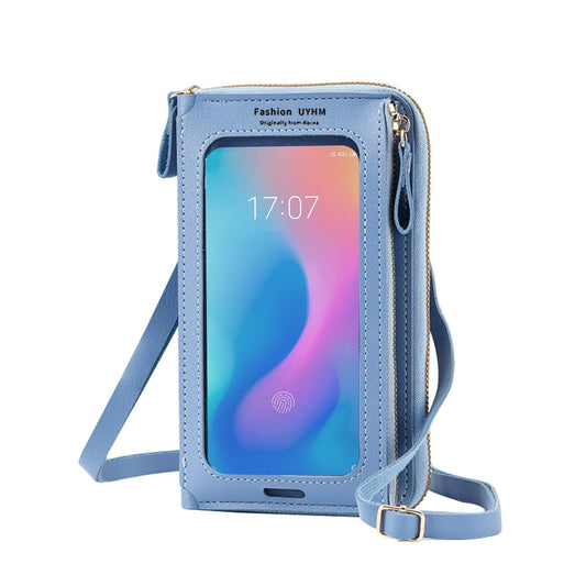 Kdkad CrossBody Bags with Touchscreen Cell Phone Purse Window Zipper Pocket, Phone Bag for Women, Small Travel Wallet 3.9Ã7.9 in Blue.