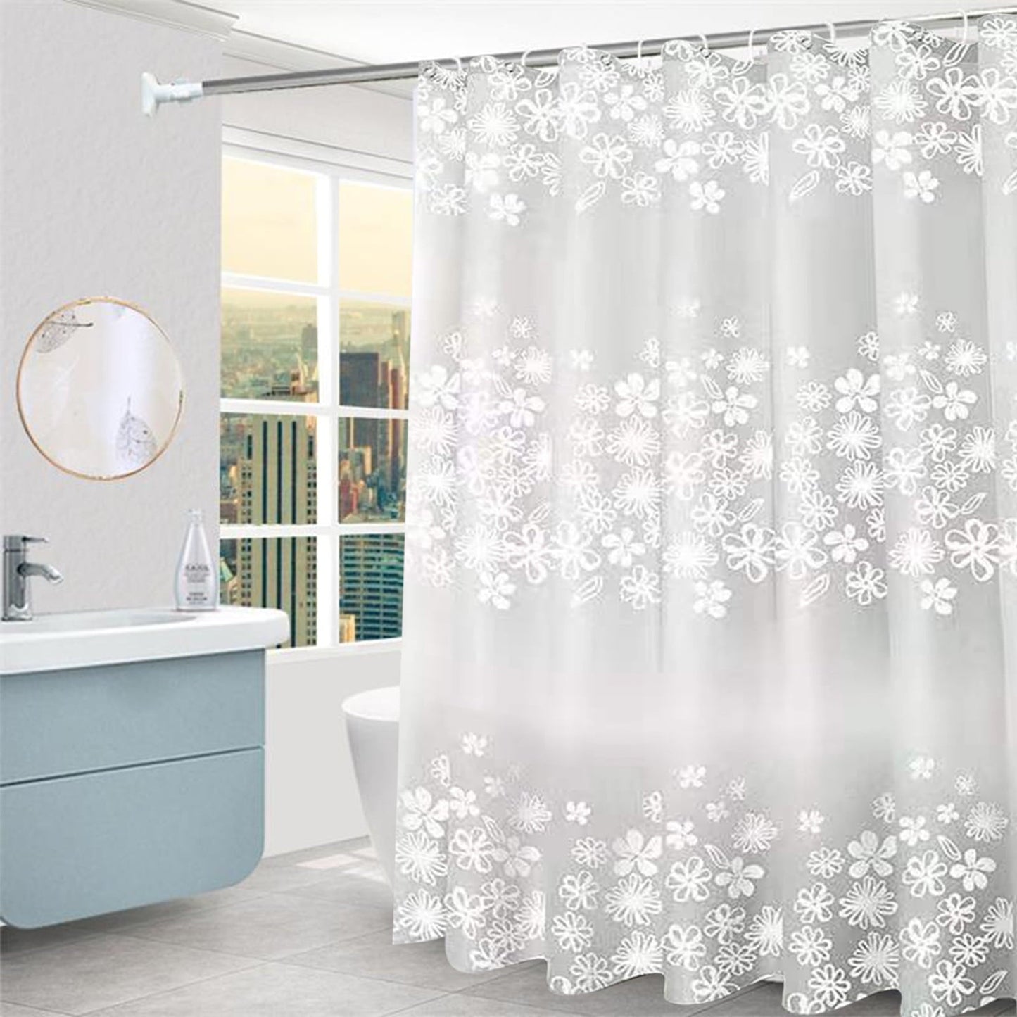 Kdkad Shower Curtain, 31.5×71 Inch Shower Curtain Liner, Waterproof Plastic Shower Liner, Cute Lightweight Shower Curtain for Bathroom 47.2×71 in White
