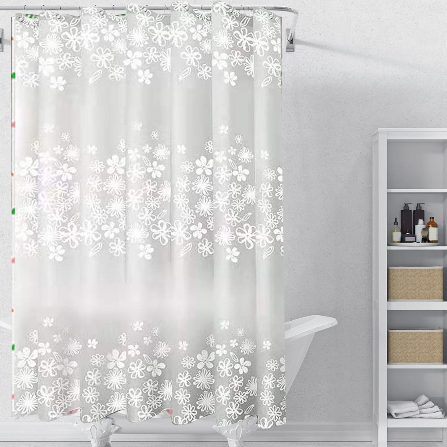 Kdkad Shower Curtain, 31.5×71 Inch Shower Curtain Liner, Waterproof Plastic Shower Liner, Cute Lightweight Shower Curtain for Bathroom 47.2×71 in White
