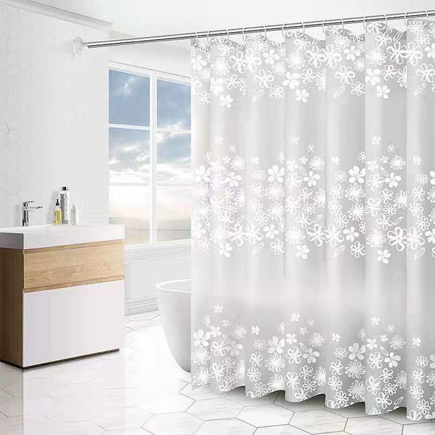 Kdkad Shower Curtain, 31.5×71 Inch Shower Curtain Liner, Waterproof Plastic Shower Liner, Cute Lightweight Shower Curtain for Bathroom 47.2×71 in White