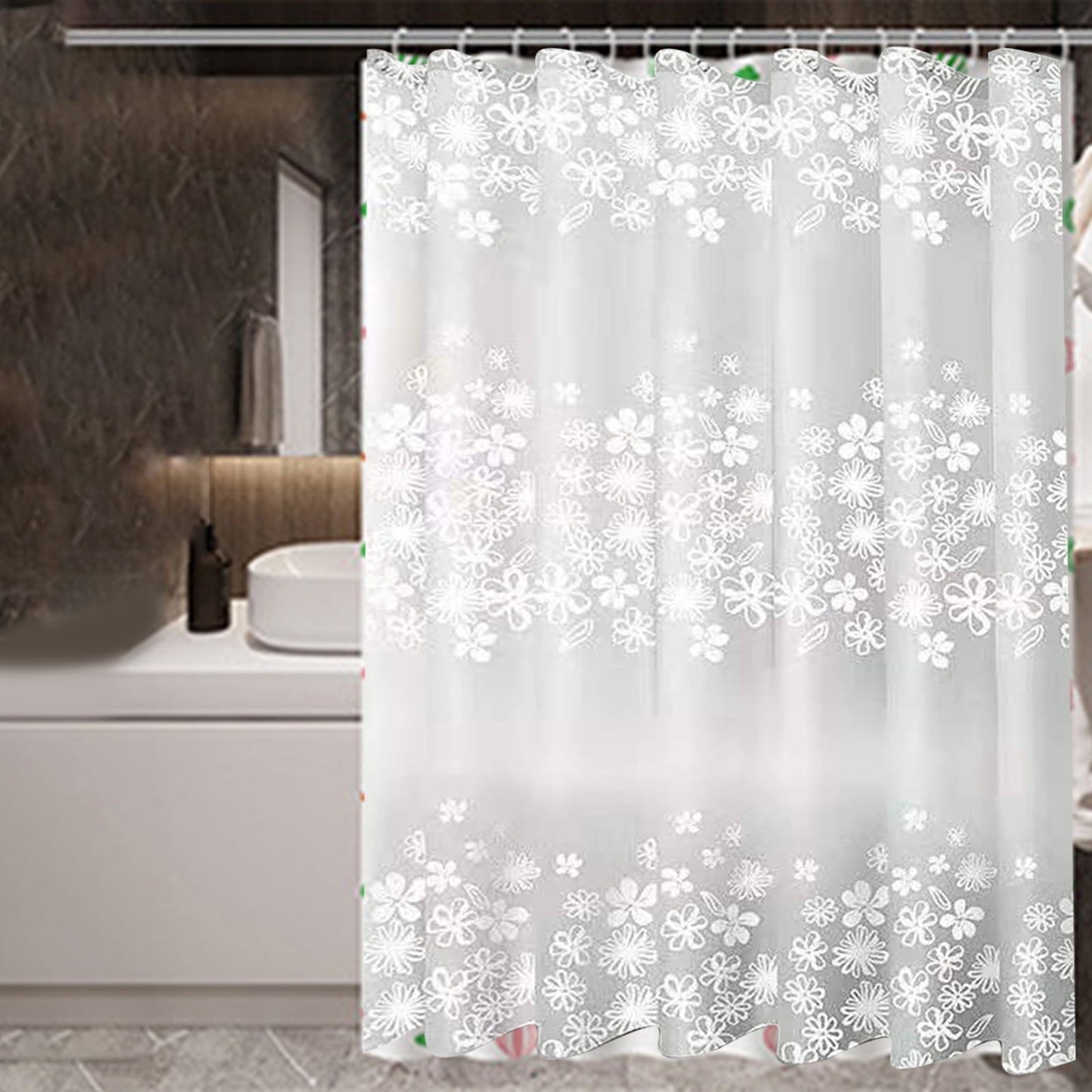 Kdkad Shower Curtain, 31.5×71 Inch Shower Curtain Liner, Waterproof Plastic Shower Liner, Cute Lightweight Shower Curtain for Bathroom 47.2×71 in White